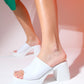 Arvel - White Platform Heel Slide (Women)