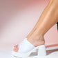 Arvel - White Platform Heel Slide (Women)