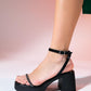 Frens - Black Embellished Platform Heel Sandal (Women)