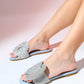 Obre - Denim Blue Embellished Slide (Women)