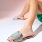 Obre - Silver Embellished Slide (Women)