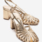 WILDA - Gold Block Heel Shoe (Women)