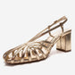 WILDA - Gold Block Heel Shoe (Women)