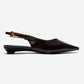 JENNA - Brown Genuine Leather Pointed Toe Low Block Heel Shoe (Women)