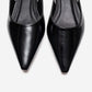 JENNA - Black Genuine Leather Pointed Toe Low Block Heel Shoe (Women)