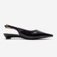JENNA - Black Genuine Leather Pointed Toe Low Block Heel Shoe (Women)