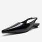 JENNA - Black Genuine Leather Pointed Toe Low Block Heel Shoe (Women)