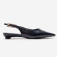 JENNA - Navy Genuine Leather Pointed Toe Low Block Heel Pump (Women)