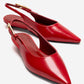 JENNA - Red Genuine Leather Pointed Toe Low Block Heel Pump (Women)