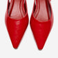 JENNA - Red Genuine Leather Pointed Toe Low Block Heel Pump (Women)