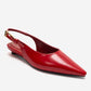 JENNA - Red Genuine Leather Pointed Toe Low Block Heel Pump (Women)