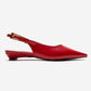 JENNA - Red Genuine Leather Pointed Toe Low Block Heel Pump (Women)