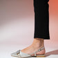 Kelp - Beige Satin Embellished Flat Sandal (Women)