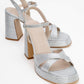 Lello - Silver Striped Platform Heel Shoe (Women)