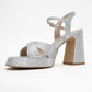 Lello - Silver Striped Platform Heel Shoe (Women)