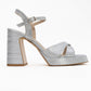 Lello - Silver Striped Platform Heel Shoe (Women)