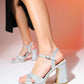 Lello - Silver Striped Platform Heel Shoe (Women)