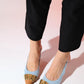 Aella - Denim Blue & Cognac Pointed Toe High Heel Shoe (Women)