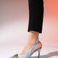 Aella - Denim Blue & Cognac Pointed Toe High Heel Shoe (Women)