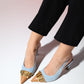 Aella - Denim Blue & Cognac Pointed Toe High Heel Shoe (Women)