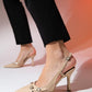 Faroe - Beige Patent Pointed Toe High Heel Pump (Women)