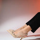 Faroe - Beige Patent Pointed Toe High Heel Pump (Women)