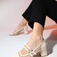 Scots - Cream Block Heel Pump (Women)