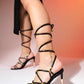 Open - Black Ankle-Tie High Heel Shoe (Women)