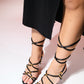 Open - Black Ankle-Tie High Heel Shoe (Women)