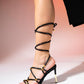 Open - Black Ankle-Tie High Heel Shoe (Women)