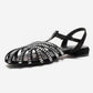 LAVINA - Black Suede Embellished Sandal (Women)