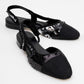 Lujo - Black Sequin Backless Flat Ballerina (Women)