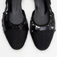 Lujo - Black Sequin Backless Flat Ballerina (Women)
