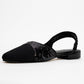 Lujo - Black Sequin Backless Flat Ballerina (Women)