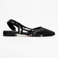 Lujo - Black Sequin Backless Flat Ballerina (Women)
