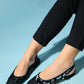 Lujo - Black Sequin Backless Flat Ballerina (Women)