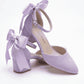 Arielle Lilac Suede Bow Ankle Strap Block Heel Sandal