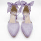 Arielle Lilac Suede Bow Ankle Strap Block Heel Sandal
