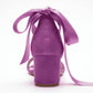 Fleurette Fuchsia Suede Satin Ribbon Ankle Strap Block Heel Sandal
