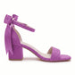Mirae Fuchsia Suede Satin Ribbon Ankle Strap Block Heel Sandal