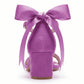 Mirae Fuchsia Suede Satin Ribbon Ankle Strap Block Heel Sandal