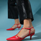 Frans - Red Pointed-Toe Backless Low-Heel Shoe (Women)
