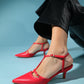 Frans - Red Pointed-Toe Backless Low-Heel Shoe (Women)