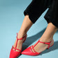 Frans - Red Pointed-Toe Backless Low-Heel Shoe (Women)