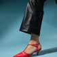 Frans - Red Pointed-Toe Backless Low-Heel Shoe (Women)
