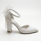 Elvienne Pointed Toe Bow Detail Block Heel Bridal Sandals