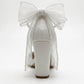 Elvienne Pointed Toe Bow Detail Block Heel Bridal Sandals
