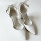 Elvienne Pointed Toe Bow Detail Block Heel Bridal Sandals