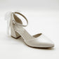 Rosavelle Pointed Toe Bow Detail Block Heel Bridal Sandals