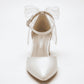 Rosavelle Pointed Toe Bow Detail Block Heel Bridal Sandals